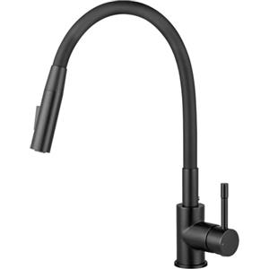CECIPA Rubinetto da cucina, spazzolato, flessibile con 2 tipi di getto, armatura da cucina, nero, girevole a 360°, ad alta pressione, 2 raccordi G3/8