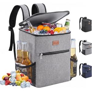 Lifewit Zaino Termico 24L (30 Lattine), Borsa Frigo Portatile con Scomparto, Grande Borse Termica Porta Pranzo per Uomo e Donna, Cooler Bag per Mare, Spiaggia, Viaggio, Grigio