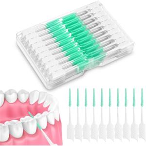 OSDUE Scovolini Interdentali, 250 Pezzi Silicone Soft per l'Igiene Dentale | Spazzolini Scovolino, Scovolino Denti, Filo Interdentale, Soft Picks con Scatola per Mantenimento Della Salute Orale, Verde