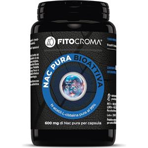 FITOCROMA NAC n-acetil-cisteina 600mg, 120 capsule, NAC 600 Integratore Antiossidante, Sintesi Glutatione Forte, Proprietà Difese Immunitarie, Mucolitico Fluidificante
