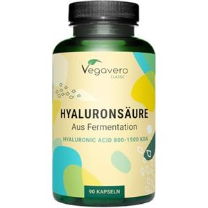 Vegavero Acido Ialuronico Integratore | 600 mg | 800-1500 kDa | VEGAN | 100% NATURALE da fermentazione | 90 capsule | Hyaluronic Acid | Vegavero®