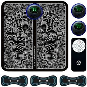Keltorio EMS - Massaggiatore elettrico per piedi con 19 intensità e 8 modalità, pieghevole e portatile, massaggiatore per piedi EMS per alleviare il dolore muscolare, promuovere la circolazione sanguigna, con