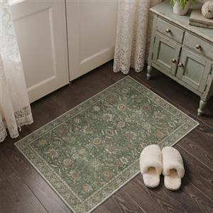 BEIMO Tappeto Boho per Interni 60x90 cm, Vintage Lavabile, Piccoli Orientali Antiscivolo per Porta d'Ingresso, Corridoio, Cucina,Verde Profondo