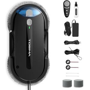 Tosima Robot Lavavetri X1- Lavavetri Elettrico con Doppia Ugello e Spruzzatura a Ultrasuoni, Serbatoio 85 ml con Finestra Visiva, Grandi e Piccole Gancio per tutti i robot accessori per piscina