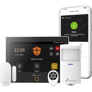 NIVIAN Sistema di Allarme Casa WiFi + GSM 4G con Schermo Touch - Kit Antifurto Wireless per Casa e Ufficio, App Tuya, Notifiche SMS e Chiamate, Sirena e Sensori