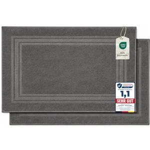 Komfortec - Set di 2 Tappetini da Bagno, Tappetini in Spugna per Doccia, Lavabili, Assorbenti e a Rapida Asciugatura - 600 g/m², 100% Cotone, 50x70 cm, Antracite