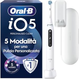 Oral-B iO 5 Spazzolino Elettrico, 1 Testina di Ricambio, Custodia, Bianco