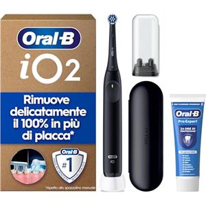 Oral-B Spazzolino Elettrico Ricaricabile iO 2, 1 Spazzolino Elettrico, 1 Testina Di Ricambio, Custodia Da Viaggio, Supporto per testine + 1 Dentifricio Oral-B Pro, Pulizia Denti, Nero