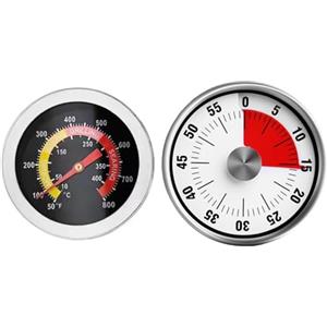 YSDYY 1 Termometro al Forno E 1 Timer, Termometro Resistente alla Temperatura Ad Alta Temperatura, Strumento di Griglia, Timer Meccanico del Mini, Orologio da Cucina in Cucina.