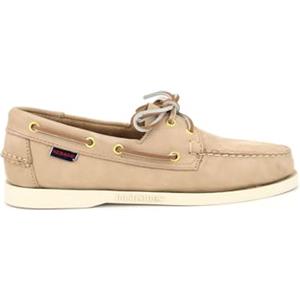Sebago Docksides Portland Mocassino da Barca Uomo Beige Camel Nubuck
