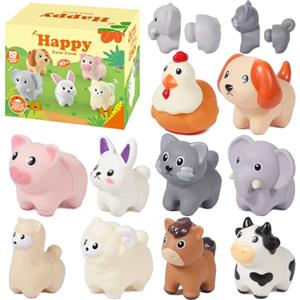 KDISHKRA Giochi Montessori 1 Anno, Animali da Fattoria, Selezione e Accatastamento dei Animale Regalo Bambino, Giocattoli Educativi Regalo per Bimbo, Selezione Colori Giochi Bambini 1 2 3 4 5 Anni
