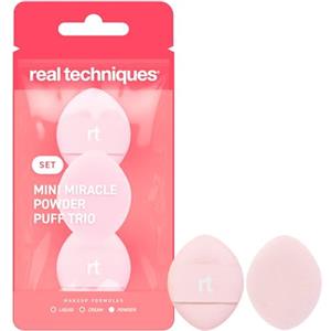 Real Techniques Mini Miracle Powder Puff Trio, per preparazione e cottura al forno, mini spugnetta da trucco per cipria sfusa e pressata,3 pezzi