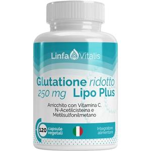 Linfa Vitalis Glutatione Ridotto Alto Dosaggio 250mg, 120 Capsule Vegetali, Linfa Vitalis | Scorta 4 Mesi, Glutatione Liposomiale con Vitamina C, NAC N Acetilcisteina, MSM, Fosfatidilcolina, Antiossidanti e Difese