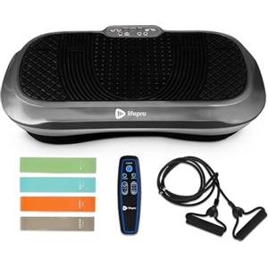 LifePro Waver Pedana Vibrante Dimagrante Per Drenaggio Linfatico E Attivazione Muscolare, Pedana Vibrante Per Allenamento Completo Con 2 Loop Band, 4 Bande Elastiche E Telecomando - Grigio