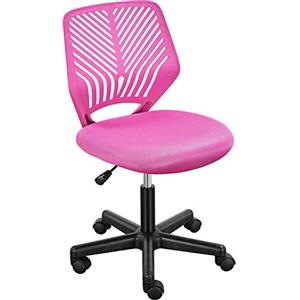 Soberine Sedia Ufficio Scrivania Girevole Regolabile, Sedia da ufficio Ergonomica Senza Braccioli a Rotelle in Rete Traspirante Portata 136 kg Rosa