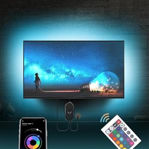 Mexllex Strisce LED USB 4M, LED TV Retroilluminazione Intelligente, Sincronizzazione con Musica, LED Striscia RGB con App Control,LED Striscia per TV da 55-75 Pollici