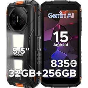 DOOGEERugged Fire 3 Max Rugged Smartphone Android 15, Doppie Luci Campeggio, UNISOC T7250, 8350mAh Telefono Indistruttibile, 32GB+256GB, 40MP+20MP+8MP Telefono Rugged, Widevine L1/NFC - Arancione