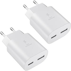 Powersky 2 pezzi USB C Caricatore 25W 2 Port Caricatore da parete USB C & USB A