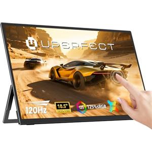 UPERFECT Monitor Portatile Touchscreen 18,5" Monitor Gaming 120Hz - Metallo Premium, 125% sRGB FHD IPS 2000:1, Supporto Regolabile a 180° & VESA, Secondo Schermo Ultra-Sottile per Laptop PC Console