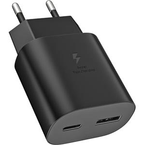 Powersky 25W USB C Caricatore 2 Port Caricabatterie parete USB A & USB C per Samsung