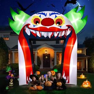 Kalolary 3,6m Arco Clown Gonfiabile Decorazioni di Halloween, Ornamento da Giardino da Clown Gigante con Luci a LED per Cortile, Giardino, Feste, Prato, Halloween All'Aperto