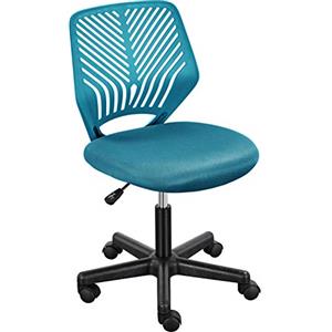 Soberine Sedia Ufficio Scrivania Girevole Regolabile, Sedia da ufficio Ergonomica Senza Braccioli a Rotelle in Rete Traspirante Portata 136 kg Turchese