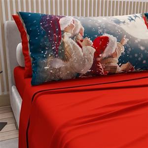 PETTI Artigiani Italiani - Lenzuola in Cotone con Federe in Stampa Digitale di Natale, Lenzuola Natalizie Due Piazze, Completo Letto Matrimoniale Natalizio, Xmas 20 Rosso, 100% Made in Italy