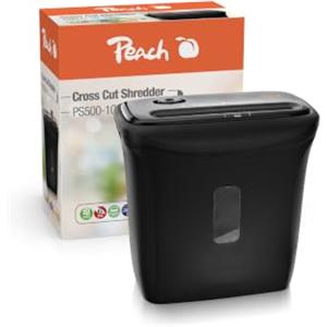 Peach PS500-10 Distruggi documenti, trita documenti| 5 fogli| 11 litri | particelle di 4 x 52 mm (P-3) | Documenti, carte di credito e graffette, taglio incrociato