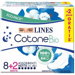 Lines - Cotone Bio Ultra Notte - Assorbenti Notte con Ali