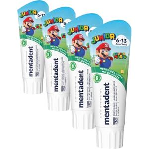 Mentadent Dentifricio Junior, Dentifricio Bambini 6-13 Anni, Personaggio a Sorpresa, Gusto Menta Delicata, Protezione dalla Carie, Ideale per Denti da Latte, 97% Ingredienti Origine Naturale