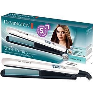 Remington Piastra per Capelli Shine Therapy - Rivestimento Ceramico con ingredienti microattivi per maggiore brillantezza - olio di Argan marocchino e vitamina E, Display LCD, 150-230°C, S8500