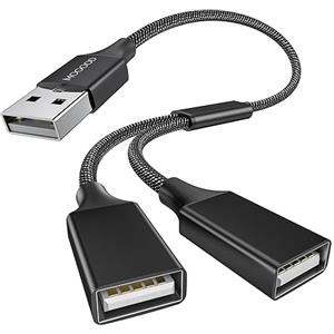 MOGOOD Cavo Sdoppiatore Y USB2.0 Nero Intrecciato Maschio 2 Femmina