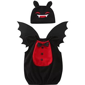 MJGkhiy Vestiti Halloween Neonato Pipistrello Cosplay Costume Carnevale Pagliaccetto Neonata Invernale Feste Tutine Neonato Diavoletta Maniche Lunghe Scheletro Body Neonata