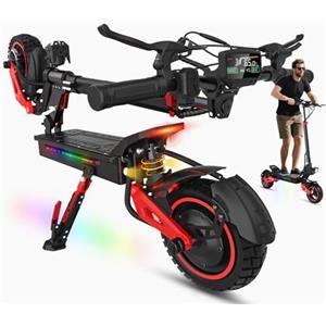 TYOKUM Monopattino Elettrico Adulto, 45-55KM 48V/18Ah, 10,5 pollici Fuoristrada Monopattino Elettrico Adulti Pieghevole, Doppio Ammortizzatore e Freni a Disco Anteriori e Posteriori, Carico 150kg