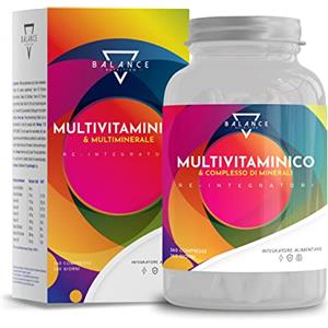 BALANCE NUTRITION MULTIVITAMINICO e MULTIMINERALE - 360 COMPRESSE (Scorta 1 Anno) Completo | Integratore con Vitamine A, B,o C, D3, E, Zinco, Selenio, Rame | Prodotto in Italia