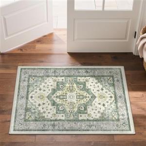 BEIMO Tappeto Salotto Pelo Corto Vintage, Tappeto Camera Da Letto, Tappeti Cucina Antiscivolo Lavabile, Tappeti Persiano per Ingresso, Soggiorno, Sala,Verde, 60x90cm