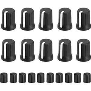 QUARKZMAN 10Pz Manopole Per Potenziometro Manopola Di Controllo Nero Bianco | In Gomma, Sostituzione Per Albero A D, Per Potenziometro Tappo Asta Spinta, Per DJ Controller Mixer Console Encoder
