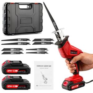 wowspeed Sega a Gattuccio, Seghetto Elettrico a velocità Variabile da 0-4000 U/min, Sega Elettrica per Legno a Batteria da 21V, Seghetto Alternativo per Metalli, PVC con 2 Batterie e 8 Lame