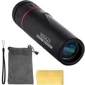 Genérico Telescopio Tascabile 500x25 HD - Impermeabile Visione Notturna Portatile Nero | Cannocchiale Compatto per Escursioni Campeggio Spettacoli Viaggi Avvistamento Uccel¢i Caccia Sport