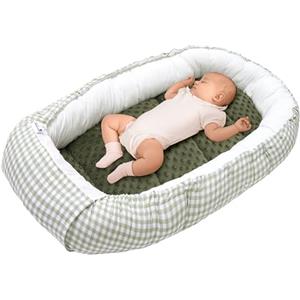Medi Partners Nido per bebè Riduttore Lettino Neonato 100x60x15 Nest | Bozzolo reversibile per neonati in cotone 100% e Minky, baby nest morbido per la culla, casa e viaggio(Griglia)