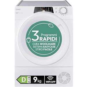 Candy Rapidò Asciugatrice a Pompa di Calore 9 Kg, Classe D, Bianco