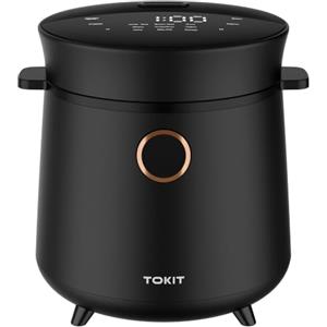 TOKIT Mini Cuociriso Da 1,5 L Per 1-2 Persone - 9 Funzioni, Timer 24 Ore, Interno In Ceramica Antiaderente, Ideale Per Casa, Dormitori Ed Esterni
