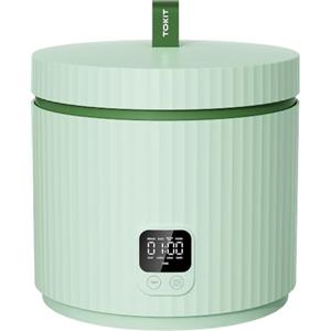 TOKIT Cuociriso Mini 1.5L, Cuociriso Elettrico Multifunzione con Riscaldamento a Induzione IH, Rivestimento Antiaderente Ceramico, 350W per 1-3 Persone, 5 Programmi, Verde