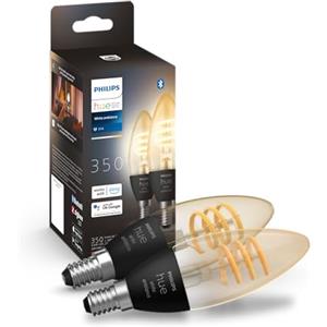 Philips Hue Lampadina candela E14, Confezione da 2 | Smart LED, Smart Home, Luce bianca da calda a fredda, Compatibile con Alexa e Apple Home, Controllo via app e bluetooth
