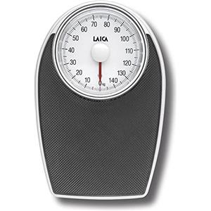 LAICA PS2024 Bilancia Pesapersone Meccanica - Quadrante Analogico, Nera | Piattaforma con tappeto antiscivolo, facile lettura, portata massima 150kg, divisione 1kg