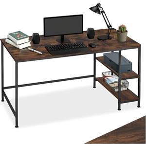 tectake® Scrivania per Computer - 120 x 60 x 75,5 cm - Tavolo per PC, Scrittoio Moderno, Scrivania Gaming per Computer Fisso, Tavolo da Lavoro, Salvaspazio - Legno Industriale Scuro