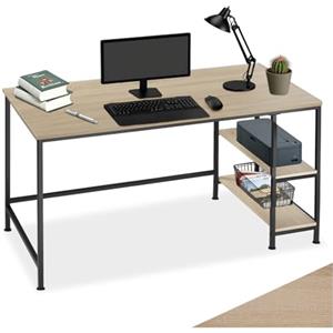 tectake® Scrivania per Computer - 120 x 60 x 75,5 cm - Tavolo per PC, Scrittoio Moderno, Scrivania Gaming per Computer Fisso, Tavolo da Lavoro, Salvaspazio - Legno Industriale Chiaro, Rovere Sonoma
