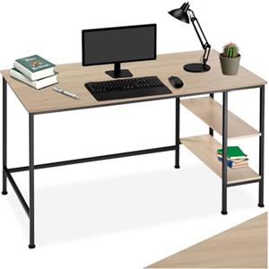 tectake® Scrivania, Scrivania Salvaspazio, Tavolo Studio, Mobile con Ripiano MDF Melaminico, Regolabile, Design Industriale, Arredo casa 140 x 60 x 76,5 cm - Legno Industriale Chiaro, Rovere Sonoma