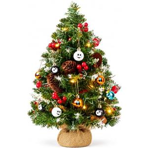 Get Trend Nightmare Before Christmas Albero di Natale con Luci Incorporate con 12 Palline, 50 cm Alberi di Natale Piccoli LED a Stringa e Punte Smerigliate, Decorazioni Natalizie (Multi TNBC)