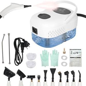 CABINA HOME Pulitore a vapore ad alta pressione da 19 pezzi, 1500 W con serbatoio 1,1 L pressione 5 bar e vapore a 105 °C, maniglia regolabile a 6 livelli, riscaldamento 15S, per pavimenti, cucine, finestre